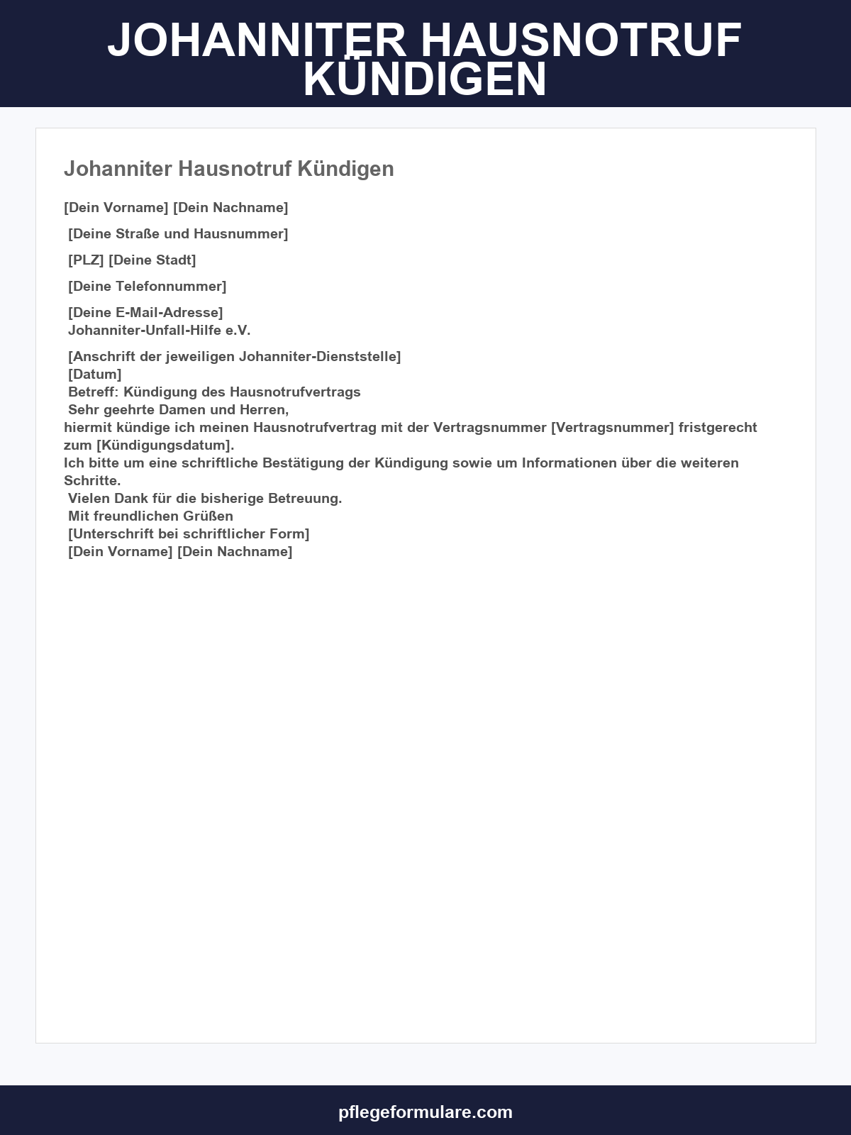 Johanniter Hausnotruf Kündigen Vorlage