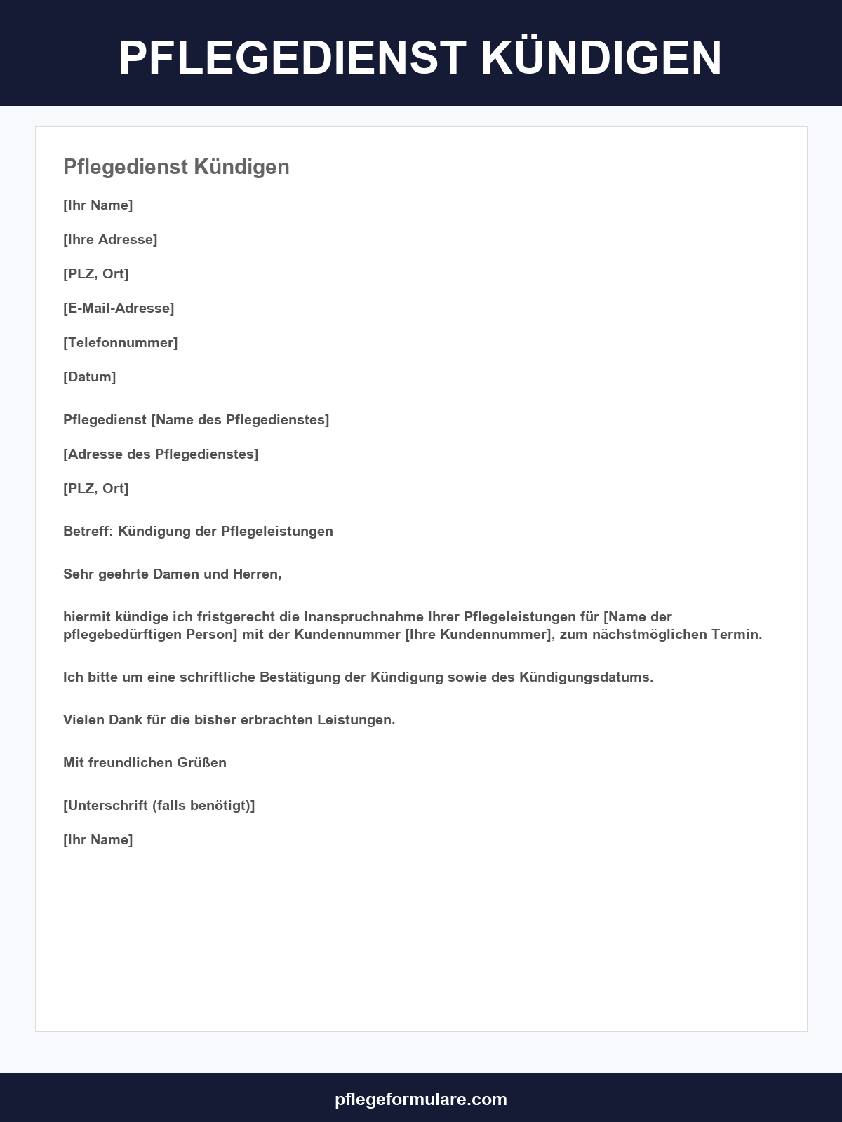 Pflegedienst Kündigen Vorlage