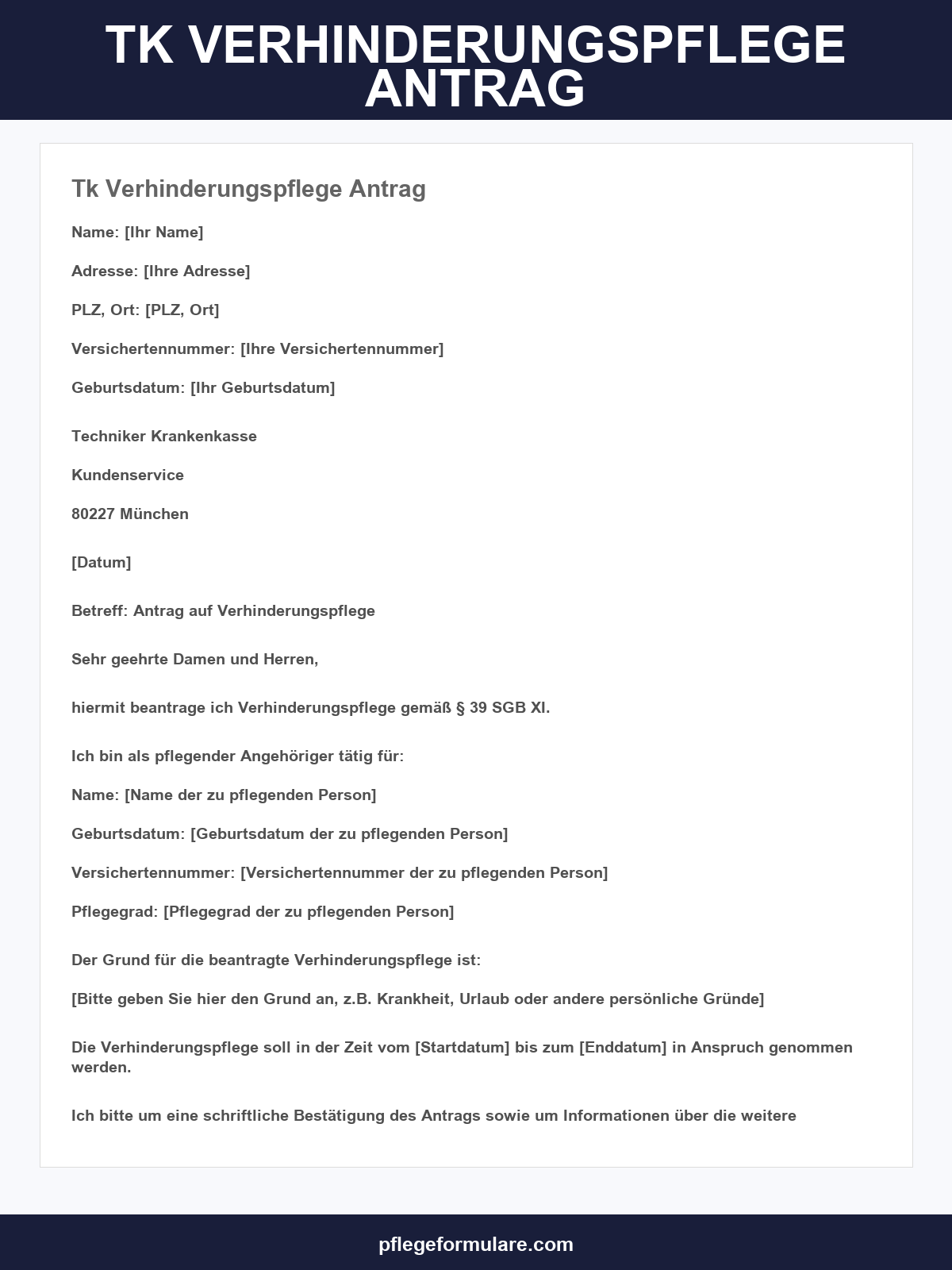 Tk Verhinderungspflege Antrag